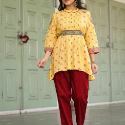 Juniper Floral Printed Mandarin Collar Tunic-image-86