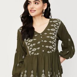 max Embroidered Ethnic Peplum Top-image-99