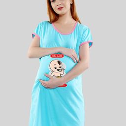 SillyBoom Typography Printed Cotton Maternity T-Shirt Dress-image-79