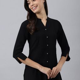 MEESAN Black Mandarin Collar Tunic-picture-46