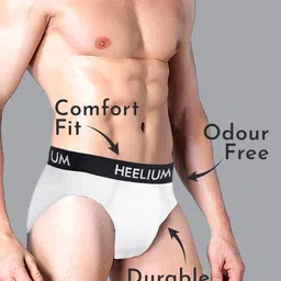Heelium Pack Of 5 Stretchable  Anti Bacterial Outer Elastic Basic Briefs P4_BRIEF_WHT_S image 5