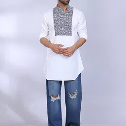 MIDAV Geometric Yoke Design Cotton Straight Kurta-picture-9