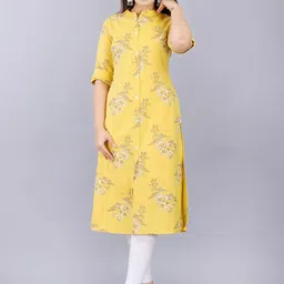 Mintmarie Women Floral Printed Thread Work Asymmetric Kurta-image-60