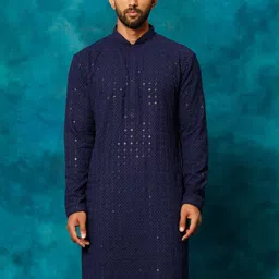 VASTRAMAY Mandarin Collar Embellished Kurta-image-48