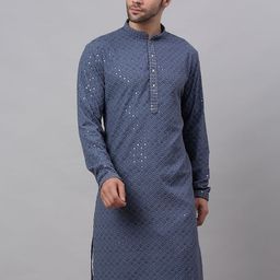 Jompers Men Geometric Embroidered Pure Cotton Kurta-picture-18