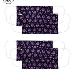 Voylla Unisex Purple Printed 4 Pcs 2 Ply Reusable Outdoor Fabric Masks-58