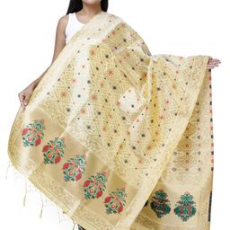 Exotic India Ethnic Motifs Woven Design Art Silk Dupatta-picture-32