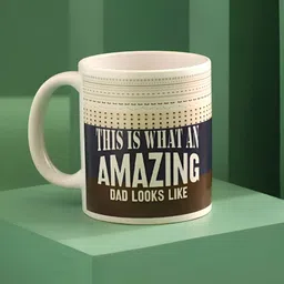 fnp White & Blue Amazing Dad Printed Ceramic Glossy Mug 325 ml-image-60