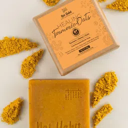 Nat Habit Set Of 2 Sacred Neem  Basil  Healing Turmeric Oats Soap Bars-125gm Each-98