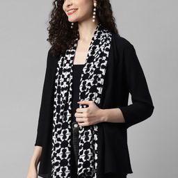 DEEBACO Geometric Printed Longline Open Front Shrug image 4
