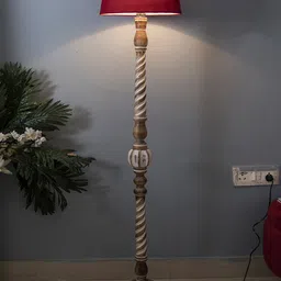 Homesake Red Antique White Twister Floor Lamp With Fabric Shade-25