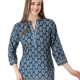 keshubaba Floral Printed Mandarin Collar Pure Cotton Tunic-55