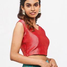Global Desi Women Red Geometric Top-picture-14