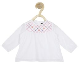 Allen Solly Junior Girls White Geometric Embroidered Pure Cotton Top-image-87