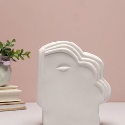 Bonhomie Minimalistic White Face Shaped Ceramic Vase-image-60