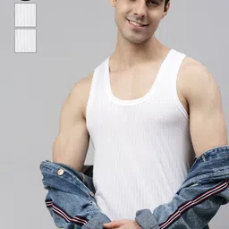 Lux Cozi Pack of 3 Pure Cotton Round Neck Half-Sleeve Innerwear Vests-19