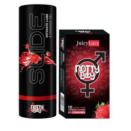 noTTy Boy Strawberry Flavored Lubricant 100ml & Condoms 10Pcs-54