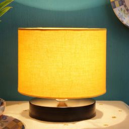new era Drum Designer Yellow Cotton Shade Table Lamp With Black Base-picture-37