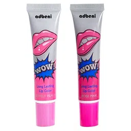 Adbeni Set Of 2 Wow Longwear Glossy Peel Off Lip Color 15g Each- Lovely Peach & Rose Pink-47