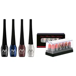 AYA Set of 4 Waterproof Liquid Eyeliner & Set of 12 Super Matte Mini Lipstick Combo-20