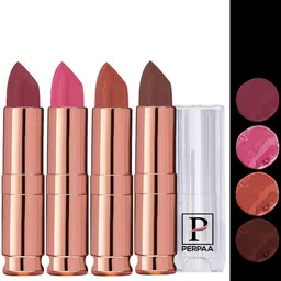 PERPAA Antique Set Of 4 Velvet Matte Lipstick - 3.5g Each - Pink-Nude-Brown-Mauve-17