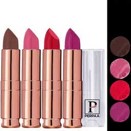 PERPAA Antique Set Of 4 Velvet Matte Lipsticks 3.5g Each - Red-Magenta-Pink-Brown-12