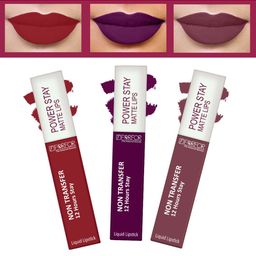 FORFOR Set of 3 Powerstay Non Transfer Liquid Matte Lipstick - 5 ml Each-28