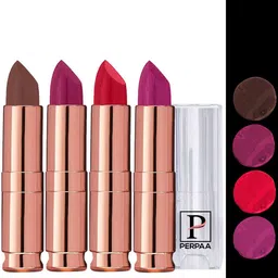 PERPAA Antique Set Of 4 Velvet Matte Lipsticks 3.5g Each - Cherry Red-Red-Magenta-Brown-81