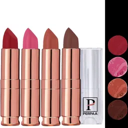 PERPAA Antique Set Of 4 Velvet Matte Lipsticks - 3.5g Each - Pink-Nude-Brown-Rose Red-6