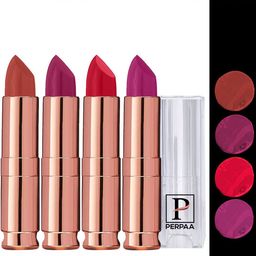 PERPAA Antique Set Of 4 Velvet Matte Lipstick-3.5g Each-Cherry Red-Red-Magenta-Rust Orange-3