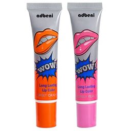 Adbeni Wow Longwear Glossy Peel Off Lip Color 15g Each- Sweet Orange & Lovely Peach-37