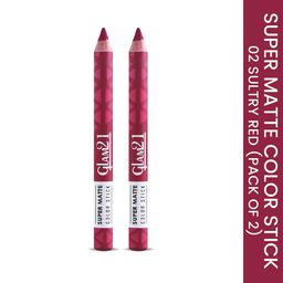 GLAM21 Set Of 2 Super Matte Non-Drying Long-Lasting Colorstick - Sultry Red 02-62