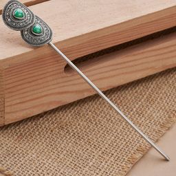 TEEJH Women Vaidahi Silver Turquoise Hair Pin-picture-8