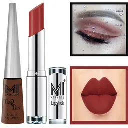MI FASHION Set of Ten2Ten Liquid Eyeliner - 05 & Creme Matte Lipstick - Red 20-image-44