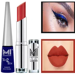 MI FASHION Ten2Ten Liquid Eyeliner 03 & Creme Matte Lipstick - 07-34