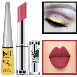 MI FASHION Set of Ten2Ten Liquid Eyeliner - 02 & Creme Matte Lipstick - Nude 22-image-98