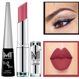 MI FASHION Set of Ten2Ten Liquid Eyeliner - 01 & Creme Matte Lipstick - 22-19