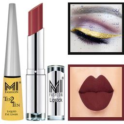 MI FASHION Set of Ten2Ten Liquid Eyeliner - 02 & Creme Matte Lipstick - Brown 19-image-74