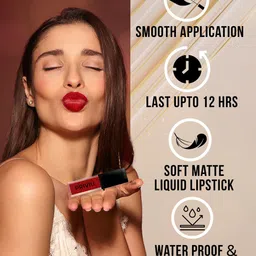 PRIVIU Soft Touch Matte Long-Lasting Waterproof Liquid Lipstick 4.5ml - Red Currant 145 image 4
