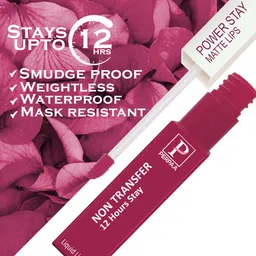 PERPAA Power Stay Set Of 5 Matte Liquid Lipstick - 5ml Each -Red-Wine-Pink-Apple Red-Mauve image 5