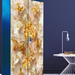 WallDaddy Brown & Yellow Floral Printed Wardrobe Sticker-image-76