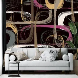Wallpics Black & Brown Abstract Printed Self Adhesive Wallpaper-17
