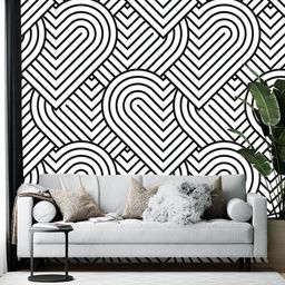 Wallpics Black & White Geometric Printed Self Adhesive Wall Sticker-9