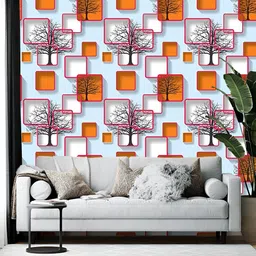 Wallpics Blue & Orange Printed Self Adhesive Wall Sticker-22