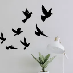 VAH Kya Bat Hai !! Black 7 Pieces Shatterproof & Reusable Acrylic Birds Wall Stickers-image-40