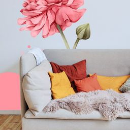 RANGOLI Peach Coloured Floral Self-Adhesive Wall Sticker-30
