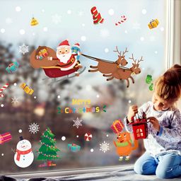 Jaamso Royals Brown & Green Marry Christmas Printed Self Adhesive Wall Sticker-picture-2