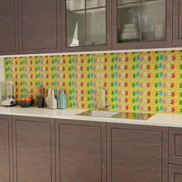 Kuber Industries Green & Yellow Floral Print Self Adhesive Wall Sticker-15