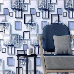 Univocean Blue & White 3D Square Pattern Self Adhesive Peel Stick Waterproof HD Wallpaper-5