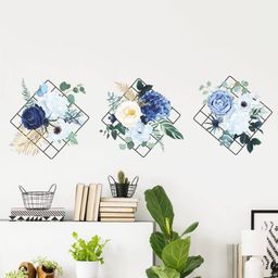 Jaamso Royals Blue & White Flower Printed Self Adhesive Waterproof Wall Stickers-image-13